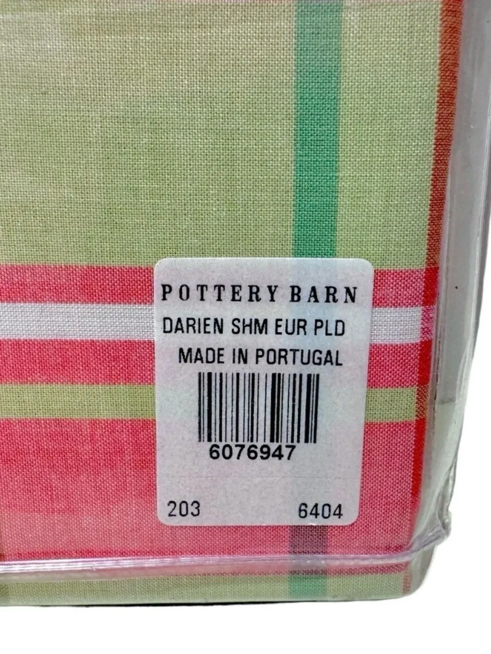 Pottery Barn Vintage Darien Plaid Euro Sham 100% Cotton Retired Pattern New